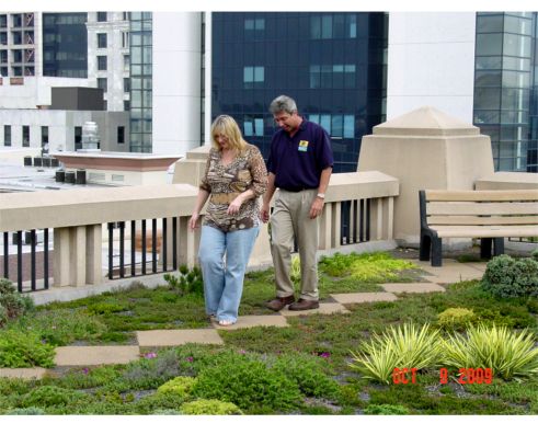 Bill and I walking on the Atlanta City Hall Green Roof Pilot Greenroof