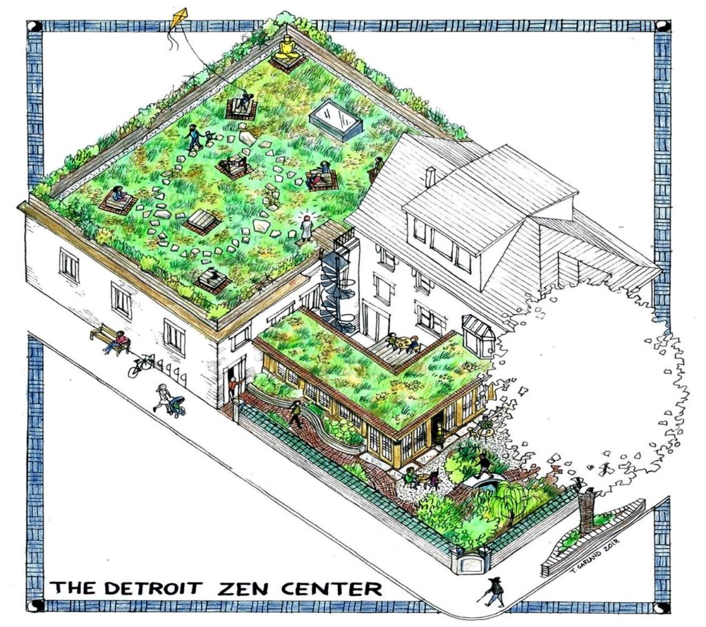 Be a Patron for Green Roof Park, Rain Gardens & Tea House at the Detroit Zen Center!