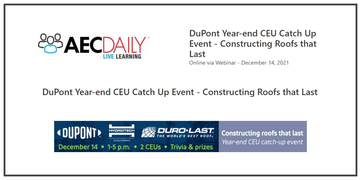 Constructing Roofs That Last: Year-end CEU catch-up event