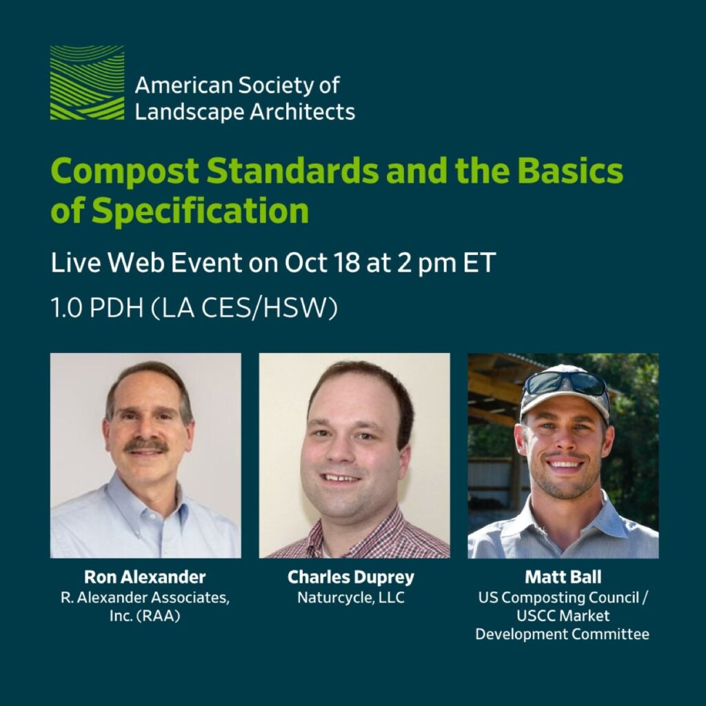 USCC & ASLA Compost Standards and the Basics of Specification Live Web Event